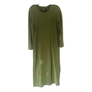 Vintage An Island Breeze Shoulder Padded Embroidered Maxi Dress 100% Cotton M